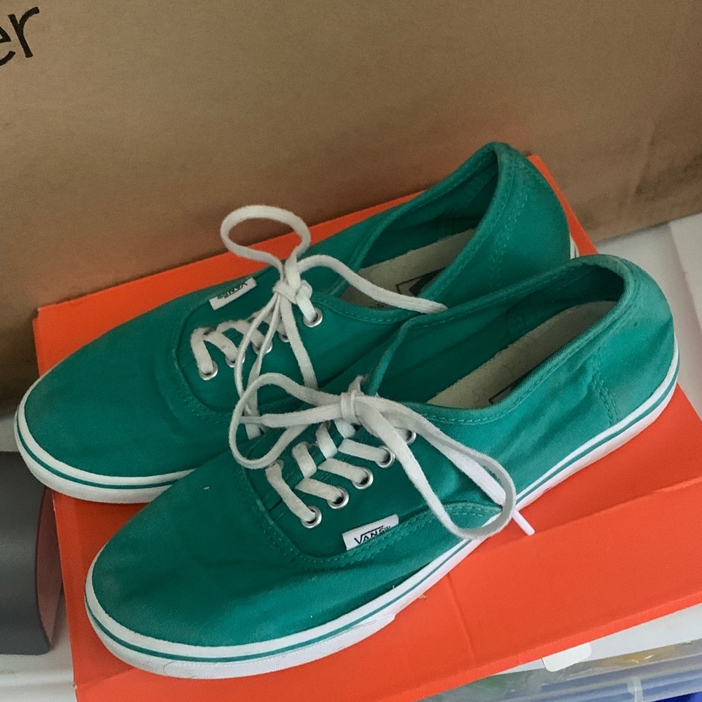 Vans Turquoise Canvas Shoes with White Accents